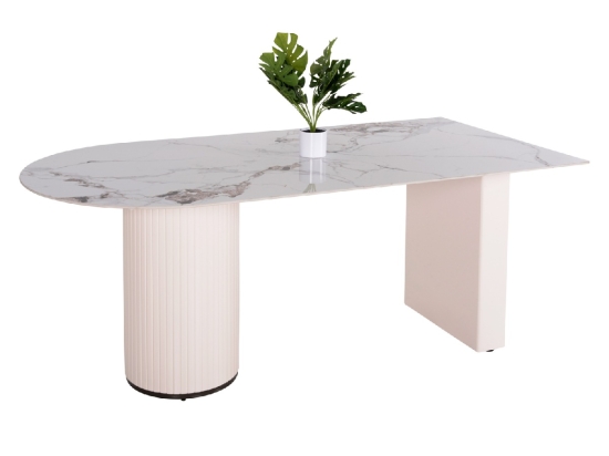 ΤΡΑΠΕΖΙ ΤΡΑΠΕΖΑΡΙΑΣ CERAMUS HM9772.01 12mmΚΕΡΑΜΙΚΟ TOP ΛΕΥΚΟ ΜΑΡΜΑΡΟ-MDF ΛΕΥΚΟ 180x90x76Υεκ.