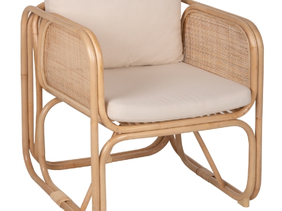 ΠΟΛΥΘΡΟΝΑ WENDY HM9816 RATTAN ΣΕ ΦΥΣΙΚΟ ΧΡΩΜΑ-ΛΕΥΚΑ ΜΑΞΙΛΑΡΙΑ 73x72x84Yεκ.