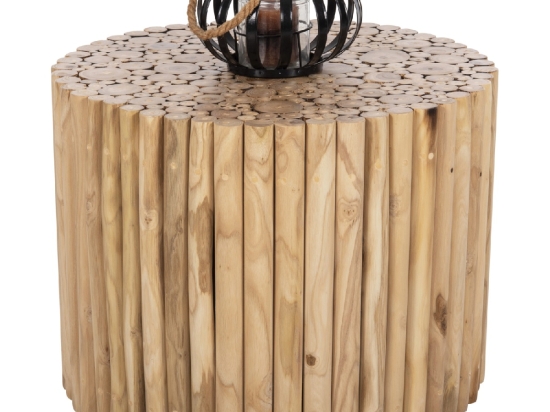 ΤΡΑΠΕΖΙ ΣΑΛΟΝΙΟΥ ΣΤΡΟΓΓΥΛΟ COOTER HM9864 ΚΛΑΔΙΑ TEAK-ΦΥΣΙΚΟ Φ60,5x46Υεκ.