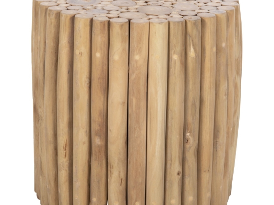 ΤΡΑΠΕΖΙ ΣΑΛΟΝΙΟΥ ΣΤΡΟΓΓΥΛΟ COOTER HM9865 ΚΛΑΔΙΑ TEAK-ΦΥΣΙΚΟ Φ39x40,5Υεκ.