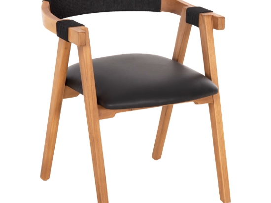 ΠΟΛΥΘΡΟΝΑ RIMINI HM9867.02 ΞΥΛΟ TEAK ΦΥΣΙΚΟ-ΜΑΥΡΟ ΣΧΟΙΝΙ & PU ΚΑΘΙΣΜΑ 60x61x76Υεκ.