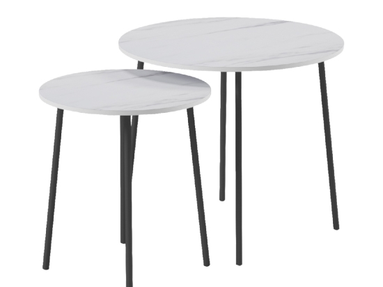 ΤΡΑΠΕΖΙΑ ΣΑΛΟΝΙΟΥ 2ΤΜΧ CUPPER HM9878.12 ΜΕΛΑΜΙΝΗ ΛΕΥΚΟ ΜΑΡΜΑΡΟ-ΜΑΥΡΟ ΜΕΤΑΛΛΟ