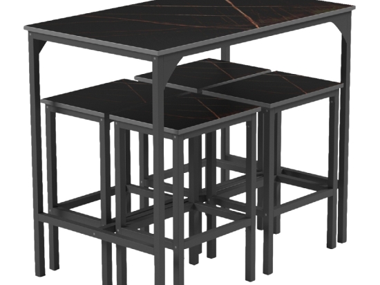ΣΕΤ ΤΡΑΠΕΖΑΡΙΑ ΜΠΑΡ 5ΤΜΧ BOXY HM9882.13 ΜΑΥΡΟ ΜΕΤΑΛΛΟ-ΜΕΛΑΜΙΝΗ ΜΑΥΡΟ ΜΑΡΜΑΡΟ