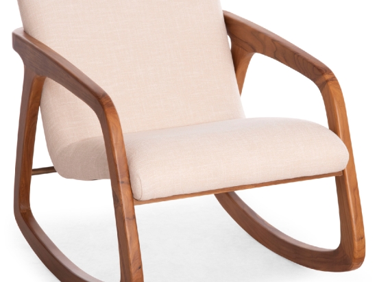 ΠΟΛΥΘΡΟΝΑ ΚΟΥΝΙΣΤΗ ROCKER SM9965 ΞΥΛΟ TEAK ΦΥΣΙΚΟ-ΥΠΟΛΕΥΚΟ ΥΦΑΣΜΑ 64x81x72Υεκ.