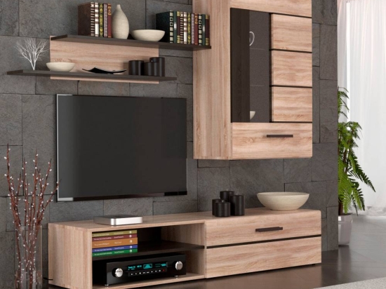 ΣΥΝΘΕΣΗ ΤΗΛΕΟΡΑΣΗΣ SOLO 228X41X184CM SONOMA ΜΕ WENGE ΚΑΙ MDF ΚΑΜΠΥΛΩΤΟ ΤΕΛΕΙΩΜΑ