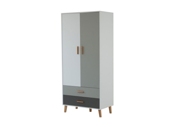 ΝΤΟΥΛΑΠΑ TIMMY 2D2S ΛΕΥΚΟ-ΓΡΑΦΙΤΗ-ΓΚΡΙ 90X50X199CM