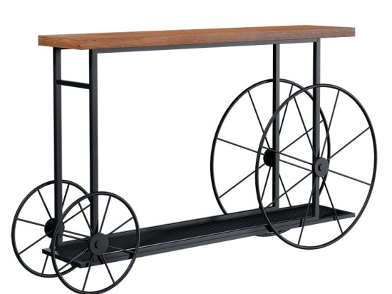 Κονσόλα Bike pakoworld χρώμα μαύρο-καρυδί 148x28x85εκ