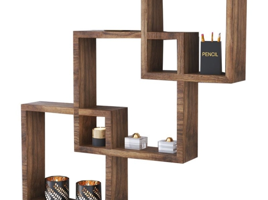 Ραφιέρα τοίχου Maas pakoworld χρώμα καρυδί 33x8.5x33εκ