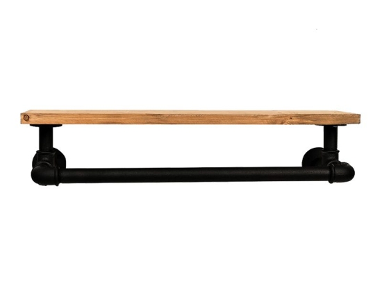 Ραφιέρα τοίχου Beckett pakoworld μαύρο-φυσικό 50x12x18εκ