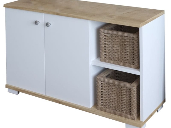 Έπιπλο εισόδου Deril pakoworld λευκό-sonoma 90x33x52.5εκ