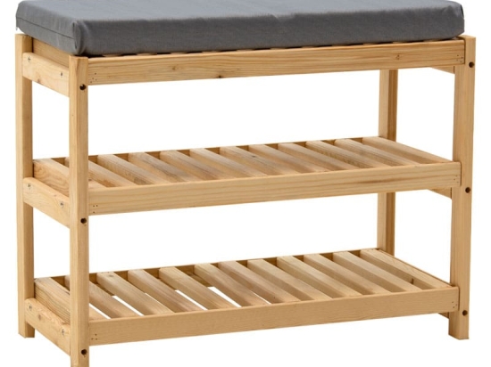 Παπουτσοθήκη Tarrot pakoworld 6 ζευγών φυσικό-γκρι 70x28x42εκ