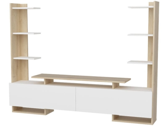 Σύνθετο σαλονιού Clarry pakoworld λευκό-φυσικό 183.6x31.5x140εκ