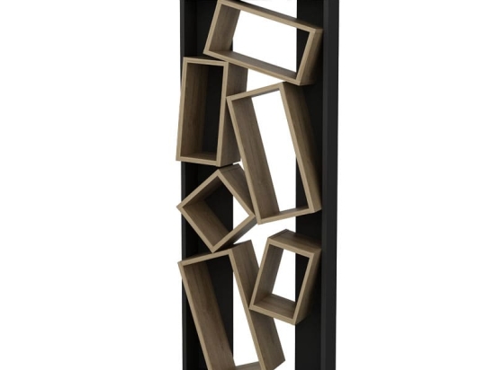 Βιβλιοθήκη Jamey pakoworld sonoma-μαύρο 60x24x153,6εκ