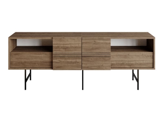 Έπιπλο τηλεόρασης Kevan pakoworld καρυδί-μαύρο πόδι 180x35x65εκ