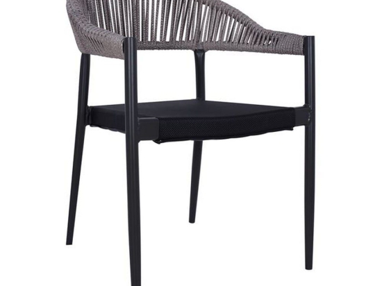 Πολυθρόνα Αλουμινίου Με Round Wicker Μαύρο - Γκρι HM5299.02