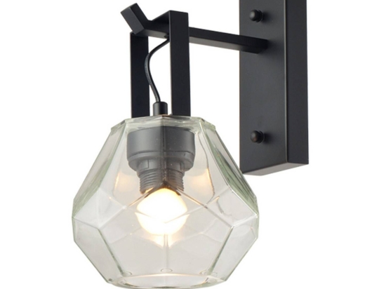 Φωτιστικό Τοίχου V371481WC Black Μέταλλο,Γυαλί