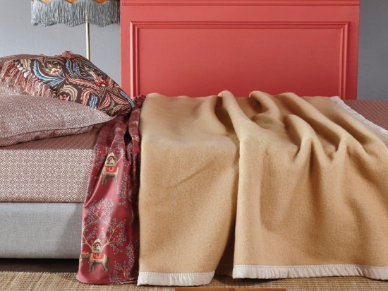 Κουβέρτα Mythos 26 Camel Kentia King Size 260x240cm Μαλλί-Ακρυλικό
