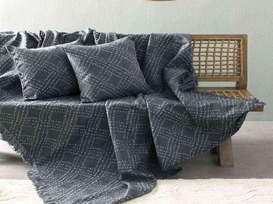 Ριχτάρι - Figure Dark Gray Nima Τριθέσιο 180x300cm Ακρυλικό-Πολυέστερ