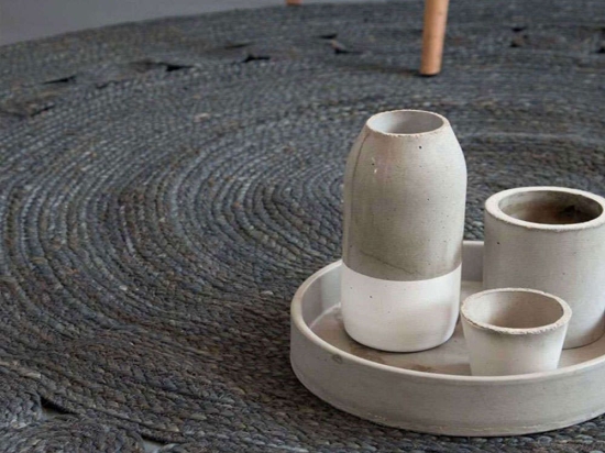 Χαλί Στρογγυλό - Makrame Dark Grey Nima 150Χ150