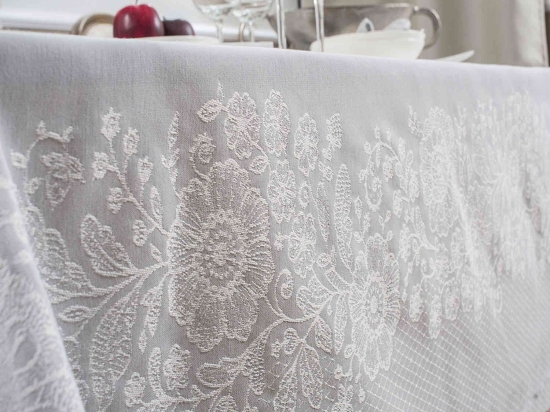 Πετσέτες Φαγητού Σετ 4τμχ Lace 03 Grey Teoran 43x43cm Βαμβάκι-Πολυέστερ