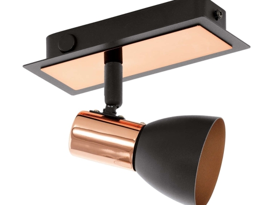 Φωτιστικό Σποτ Τοίχου Led 94584 Black - Copper Barnham Eglo Μέταλλο