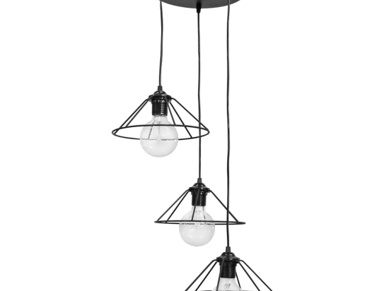 Φωτιστικό Οροφής Κρεμαστό Fun-350 Pendel 3/L 34-0076 Black Μέταλλο,Πλαστικό