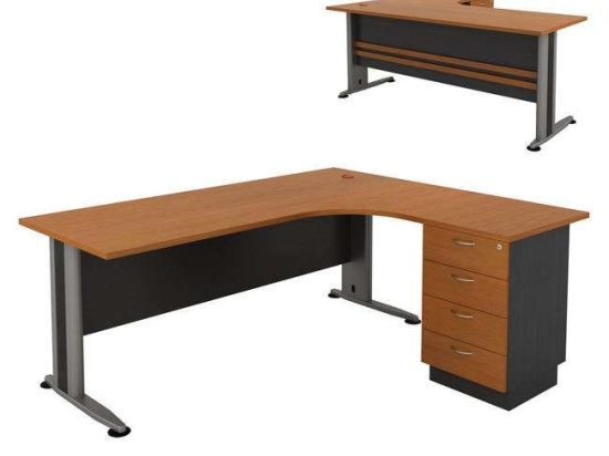 Γραφείο Superior Compact Δεξιά Γωνία ΕΟ995,1New 180x70x75/150x60x75cm Dark Grey-Cherry