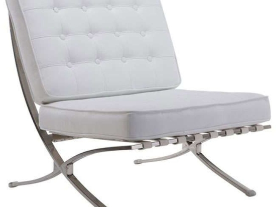 Καρέκλα Barcelona Ε968,11 Pu White Μέταλλο,Τεχνόδερμα