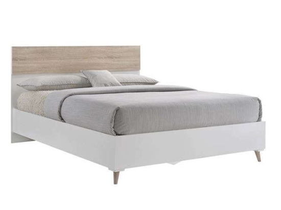Κρεβάτι Alida Ε7348,2 Sonoma-White Διπλό Ξύλο,Ύφασμα