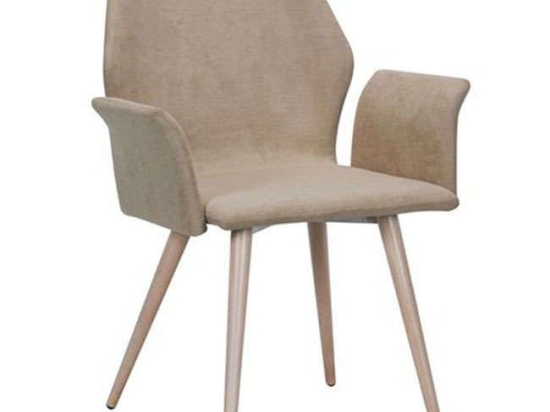 Πολυθρόνα Leto ΕΜ773,1 Light Brown Σετ 4τμχ Ξύλο,Ύφασμα