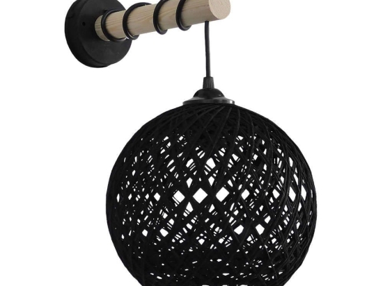 Φωτιστικό Τοίχου-Απλίκα Silk-01/ΑΡ Stick Φ20 31-1155 Natural-Black Heronia Ξύλο,Σχοινί