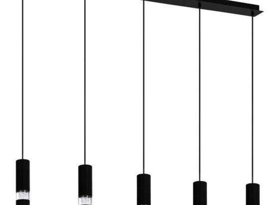 Φωτιστικό Οροφής - Ράγα 39706 Bernabeta GU10/5 Black Eglo Μέταλλο,Γυαλί