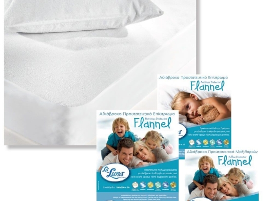 Προστατευτικό Στρώματος Αδιάβροχο Flannel White La Luna Διπλό 140x200cm 100% Βαμβακερή Φανέλα