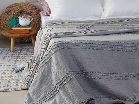Κουβερλί Reina Stonewashed Grey Melinen Υπέρδιπλο 200x240cm Πολυέστερ