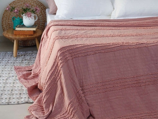 Κουβερλί Reina Stonewashed Apple Melinen Υπέρδιπλο 200x240cm Πολυέστερ