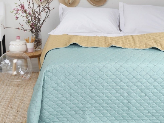 Κουβερλί Coby Aqua-Beige Melinen Υπέρδιπλο Microfiber