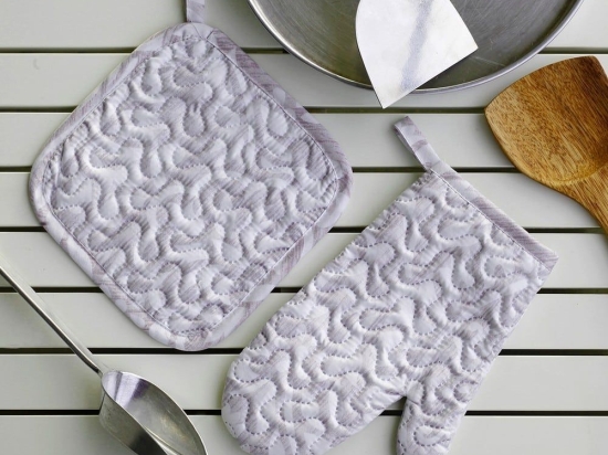Πιάστρα Και Γάντι Κουζίνας Σετ 2τμχ Madison Light Grey Melinen Microfiber
