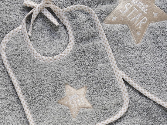 Σαλιάρα Βρεφική Little Star Grey Melinen 100% Βαμβάκι
