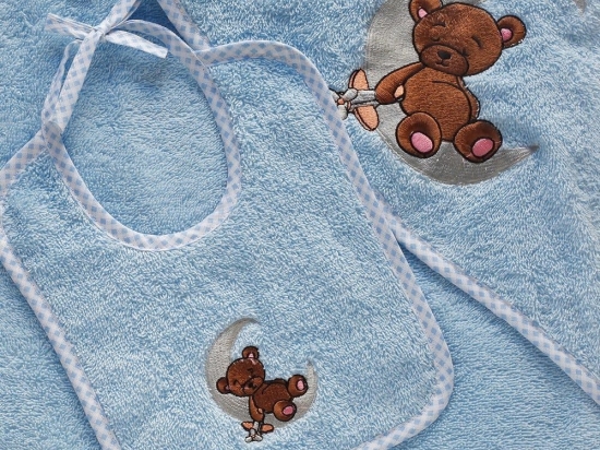 Σαλιάρα Βρεφική Ted Blue Melinen 100% Βαμβάκι