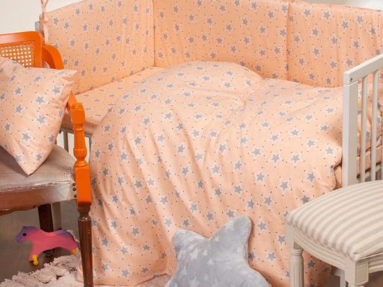 Σεντόνι Βρεφικό Mini Stars Rose Melinen Κούνιας 120x170cm 100% Βαμβάκι
