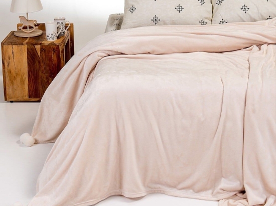 Κουβέρτα Lisboa Fleece Ecru Melinen Υπέρδιπλο 220x240cm Πολυέστερ