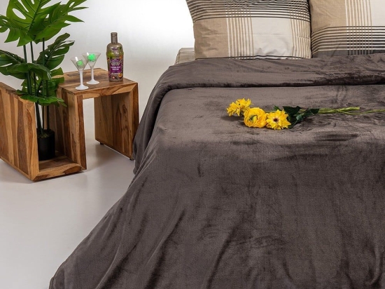 Κουβέρτα Tokyo Fleece Brown Grey Melinen Υπέρδιπλo 220x240cm Πολυέστερ