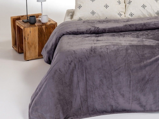 Κουβέρτα Tokyo Fleece Dark Grey Melinen Μονό 160x220cm Πολυέστερ