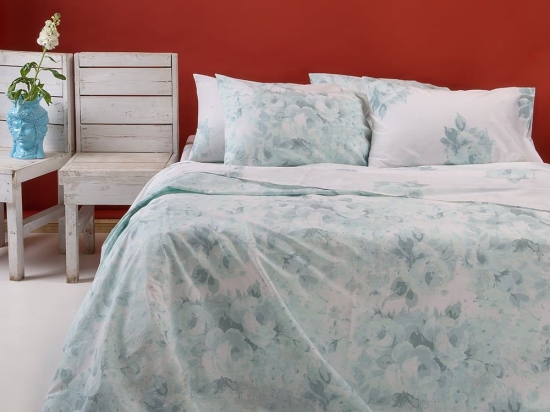 Σεντόνια Porchia Με Λάστιχο (Σετ 3τμχ) Aqua Melinen Μονό 100x232cm 100% Βαμβάκι