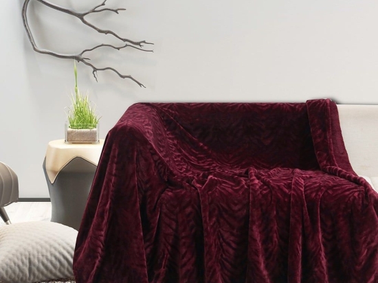 Ριχτάρι Flannel Darby Bordo Melinen Διθέσιο 170x250cm Πολυέστερ