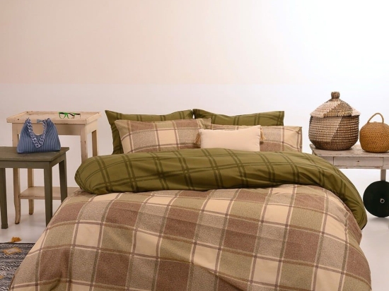 Σεντόνια Tara (Σετ 4τμχ) Olive Melinen King Size 260x270cm Βαμβάκι-Πολυέστερ