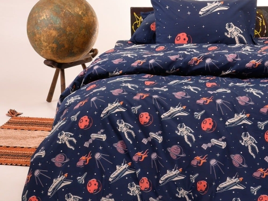 Παπλωματοθήκη Παιδική Planet Blue Melinen Μονό 165x245cm 100% Βαμβάκι