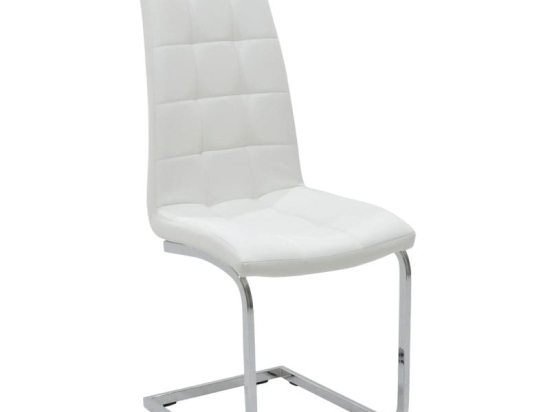 Καρέκλα Darrell pakoworld pu λευκό-βάση χρωμίου 42x49x106εκ Σετ 2 Τεμαχίων