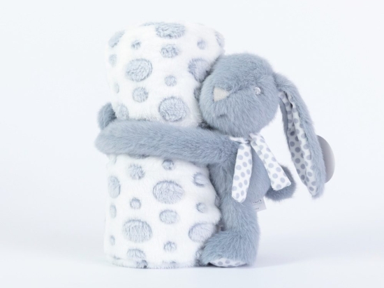 Borea Κουβέρτα Αγκαλιάς Σετ Κουκλάκι Rabbit Γκρι 75 x 100 cm Γκρι