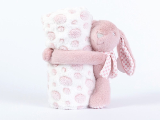 Borea Κουβέρτα Αγκαλιάς Σετ Κουκλάκι Rabbit Ροζέ 75 x 100 cm Ροζέ